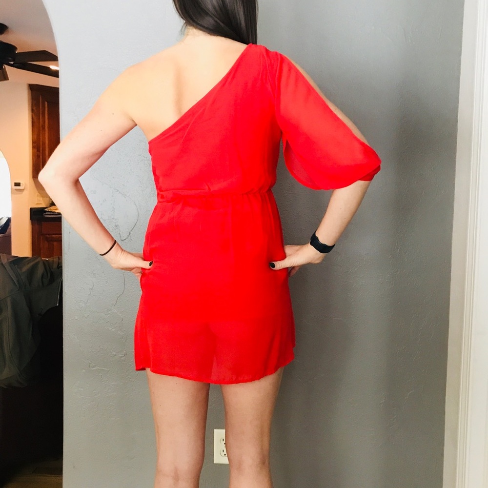 CHARLOTTE RUSSE Asymmetrical One Shoulder Orange Dress Size Small